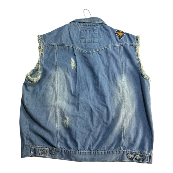 Smoke Rise Mens Distressed Vest Red White Blue Flag Stars Trucker Americana 3XL - Picture 4 of 5